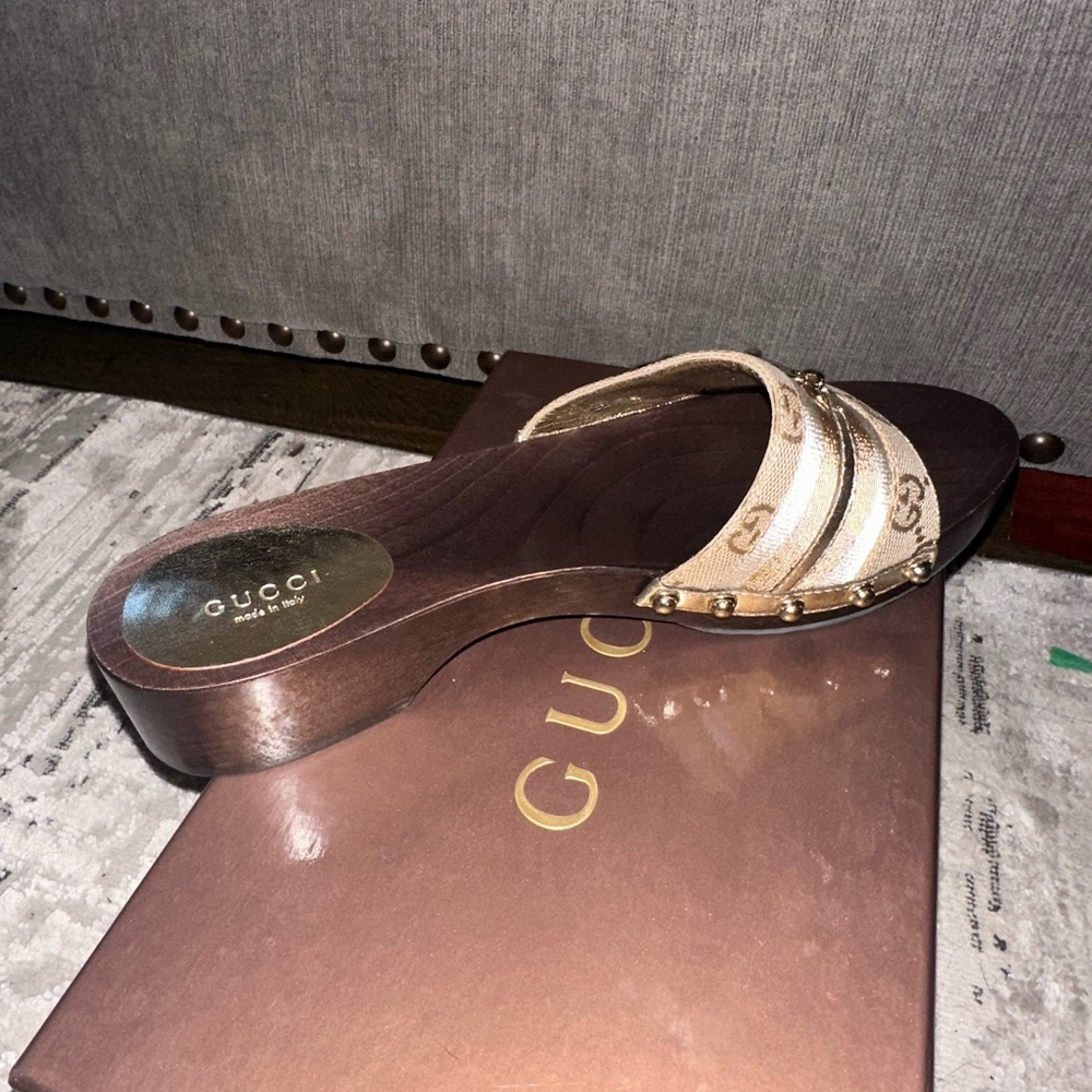 Gucci Vintage Wood Clog Slides BRAND NEW - Picture 4 of 6